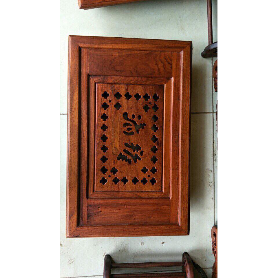 Khay trà triện phẳng gỗ hương đỏ kích thước 30 x50 cm